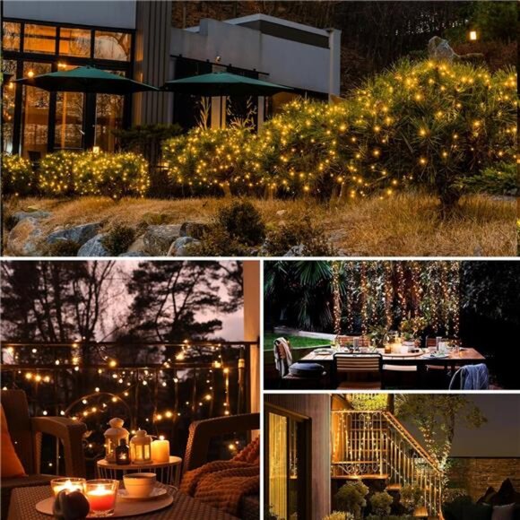 Solar String Lights Outdoor 320 LED Fairy Lights 132FT Waterproof Copper Wire - Picture 6 of 7